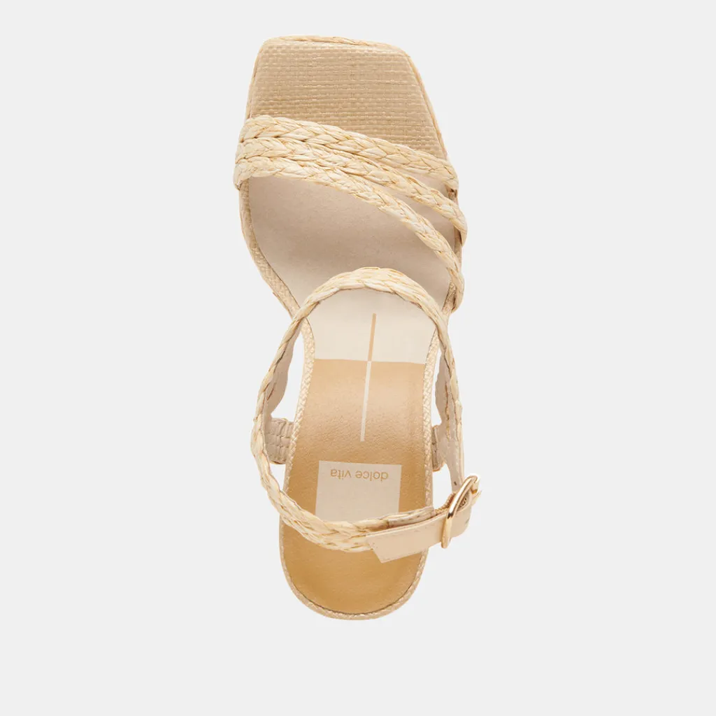 DOLCE VITA Sandals*Alysia Heels Lt Natural Raffia