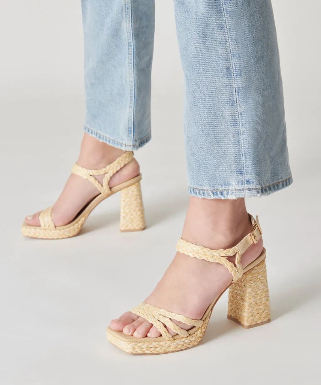 DOLCE VITA Sandals*Alysia Heels Lt Natural Raffia