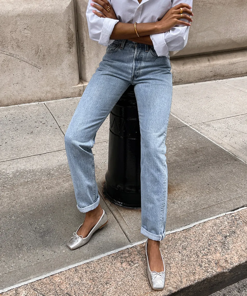 DOLCE VITA Flats & Loafers*Anisa Ballet Flats Silver Distressed Leather