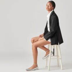 DOLCE VITA Flats & Loafers*Ashya Ballet Flats Silver Distressed Leather