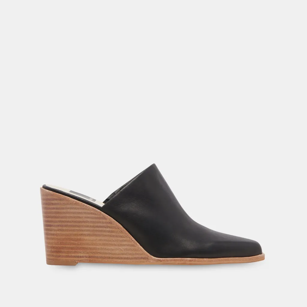 DOLCE VITA Wedges*Beema Mules Black Leather