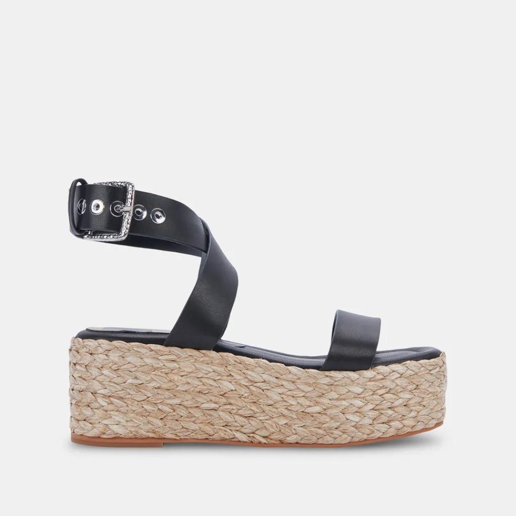 DOLCE VITA Wedges*Cannes Sandals Black Leather