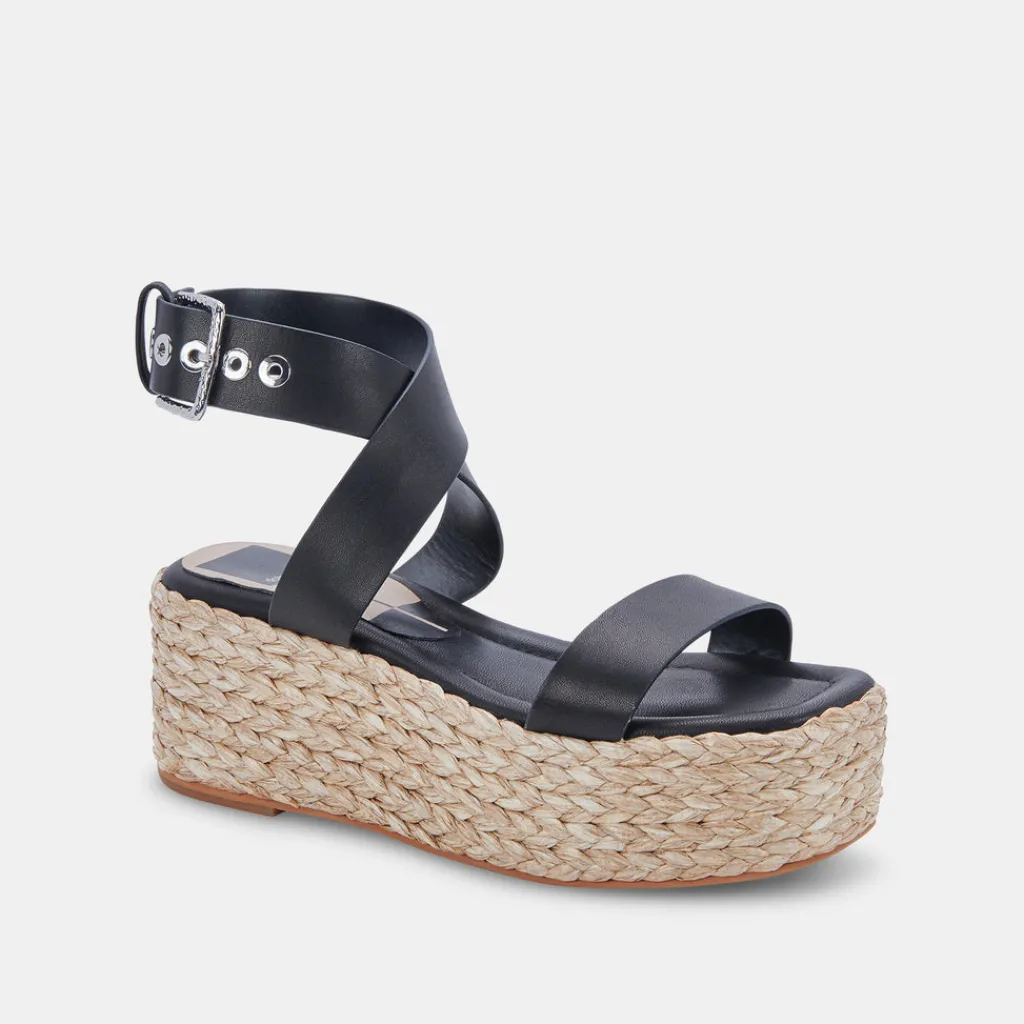DOLCE VITA Wedges*Cannes Sandals Black Leather