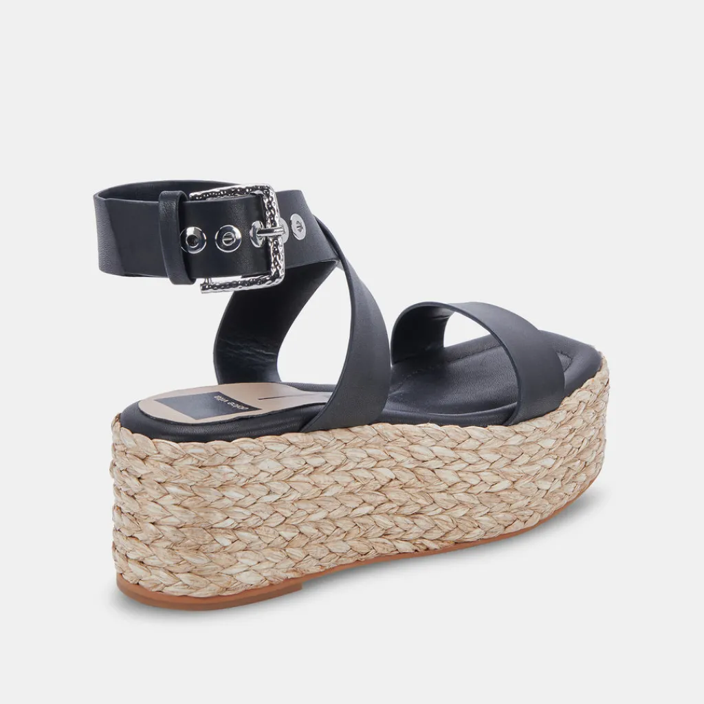 DOLCE VITA Wedges*Cannes Sandals Black Leather