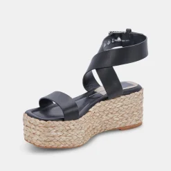 DOLCE VITA Wedges*Cannes Sandals Black Leather