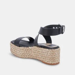 DOLCE VITA Wedges*Cannes Sandals Black Leather