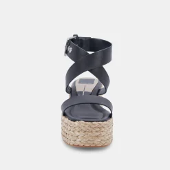 DOLCE VITA Wedges*Cannes Sandals Black Leather