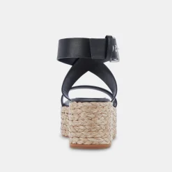 DOLCE VITA Wedges*Cannes Sandals Black Leather