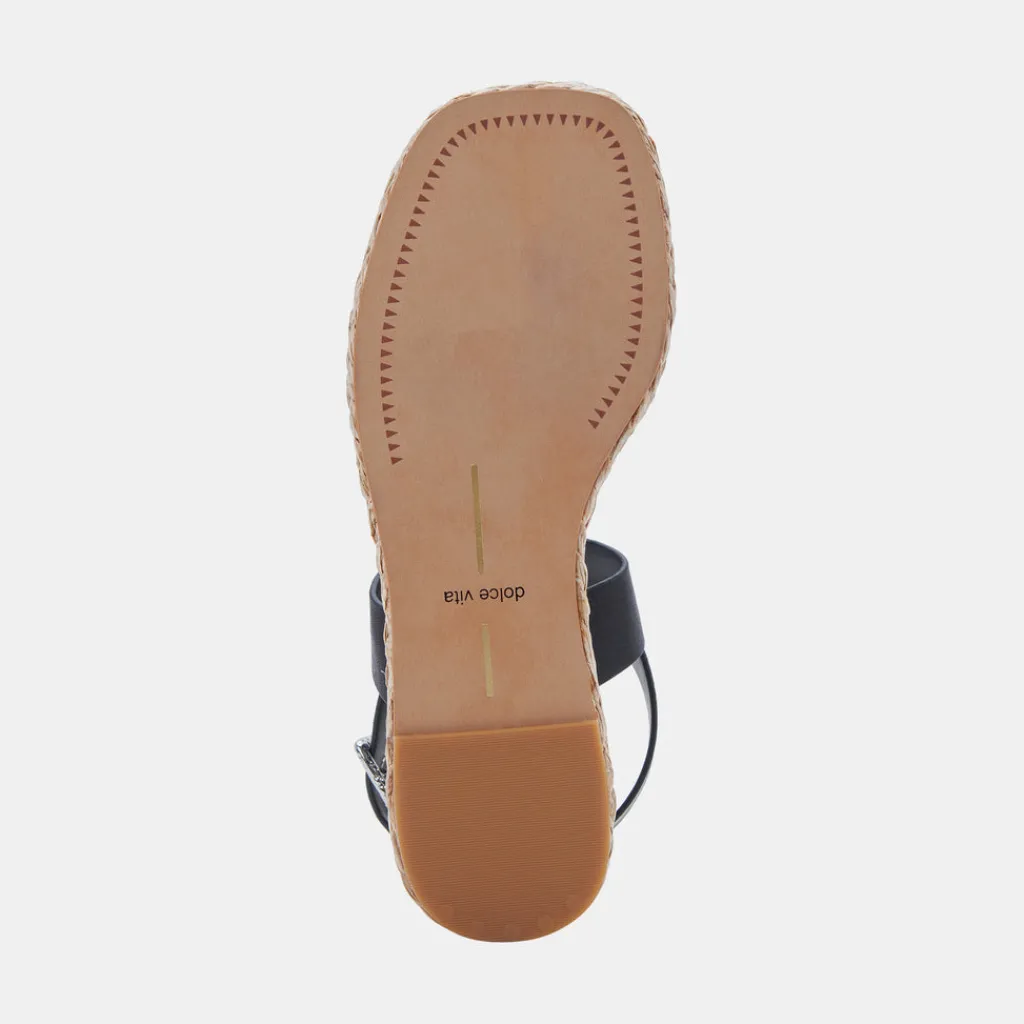 DOLCE VITA Wedges*Cannes Sandals Black Leather