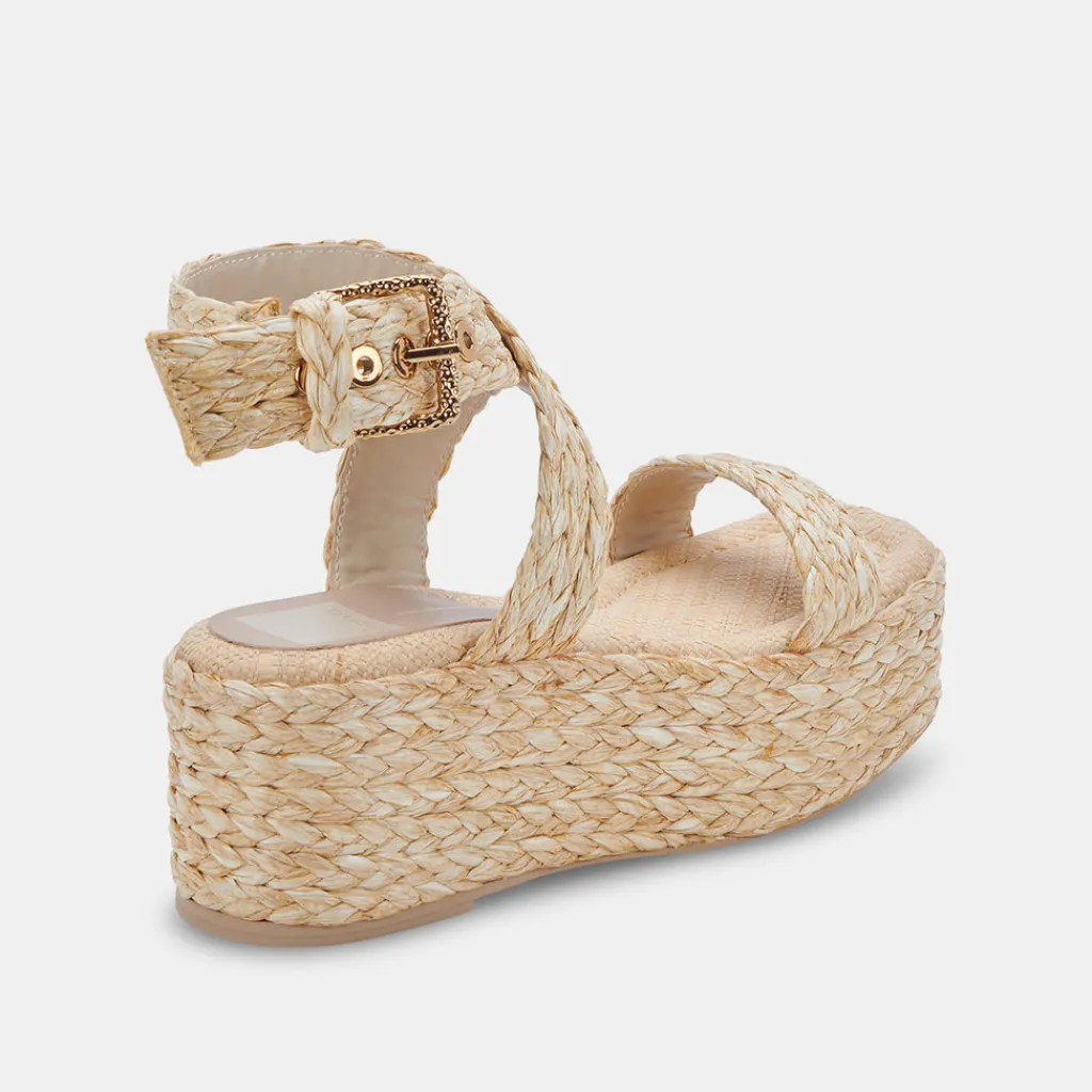 DOLCE VITA Wedges*Cannes Sandals Lt Natural Raffia