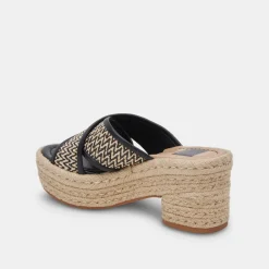 DOLCE VITA Wedges*Eldora Heels White Black Raffia