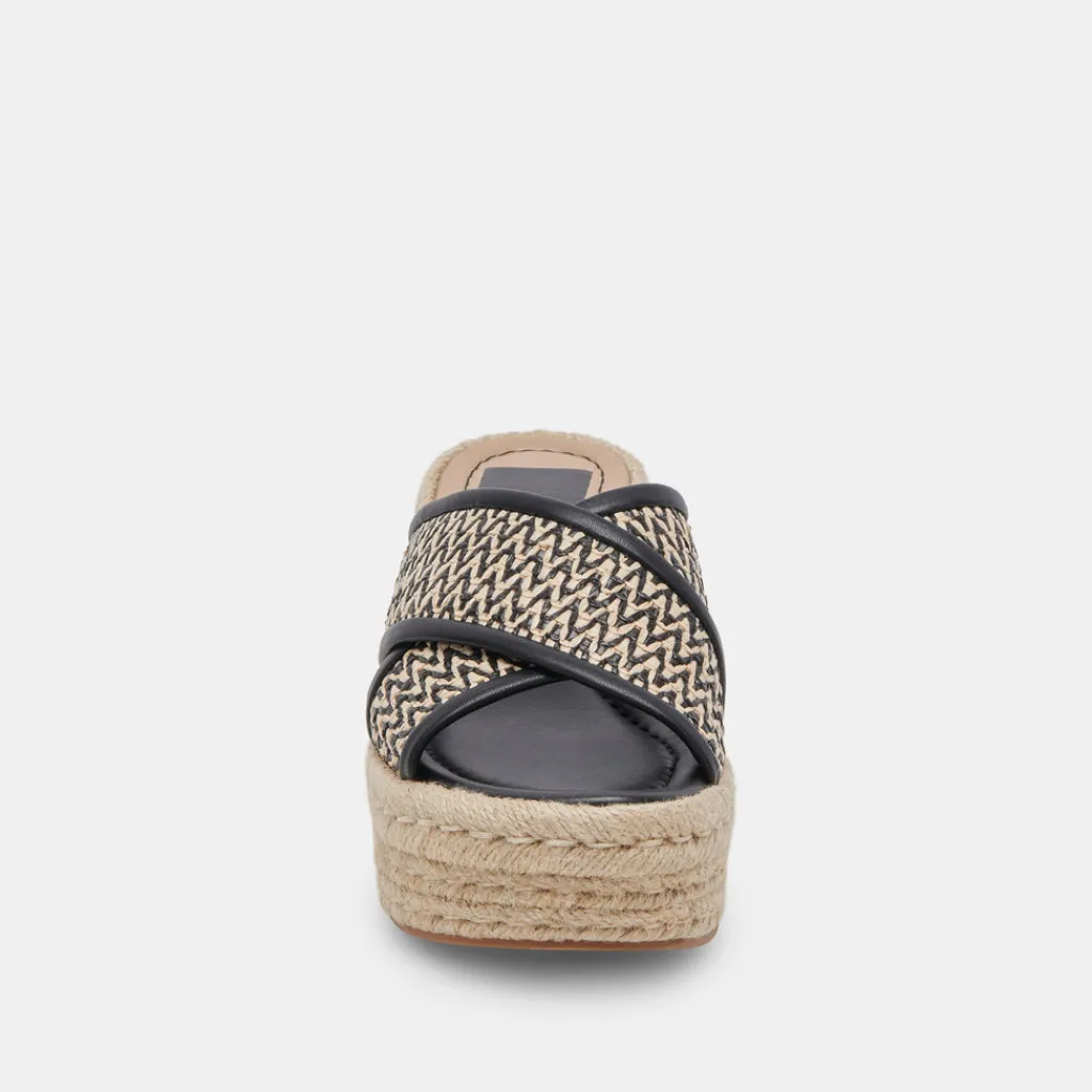 DOLCE VITA Wedges*Eldora Heels White Black Raffia