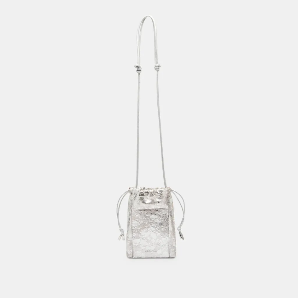 DOLCE VITA Handbags*Evie Crossbody Pouch Silver Distressed Leather