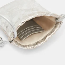 DOLCE VITA Handbags*Evie Crossbody Pouch Silver Distressed Leather