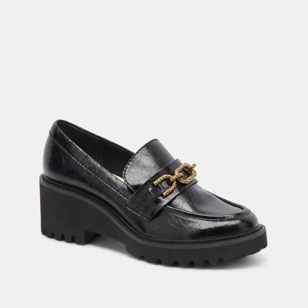 DOLCE VITA Wedges*Harlen Loafer Midnight Crinkle Patent
