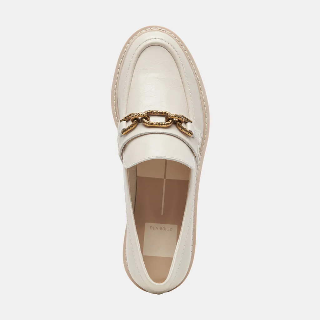 DOLCE VITA Wedges*Harlen Loafers Ivory Crinkle Patent