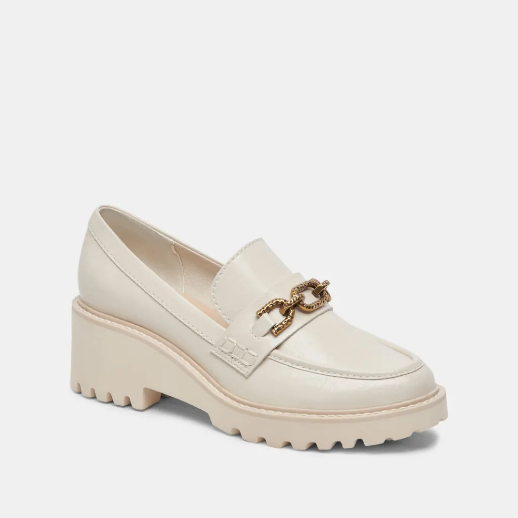 DOLCE VITA Wedges*Harlen Loafers Ivory Crinkle Patent