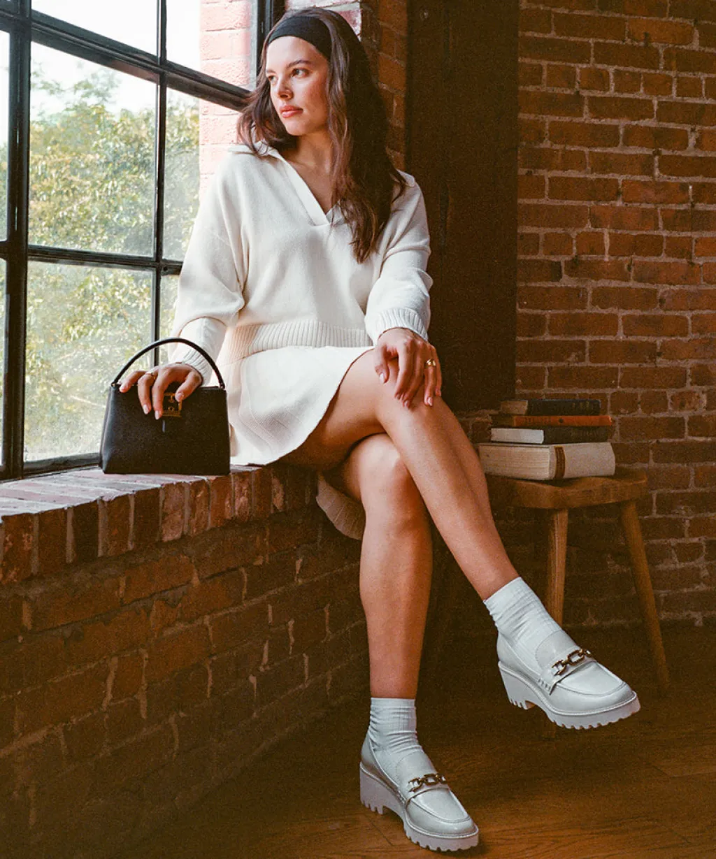 DOLCE VITA Wedges*Harlen Loafers Ivory Crinkle Patent