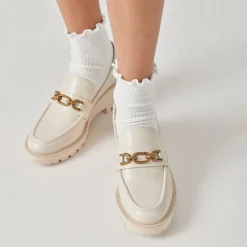 DOLCE VITA Wedges*Harlen Loafers Ivory Crinkle Patent