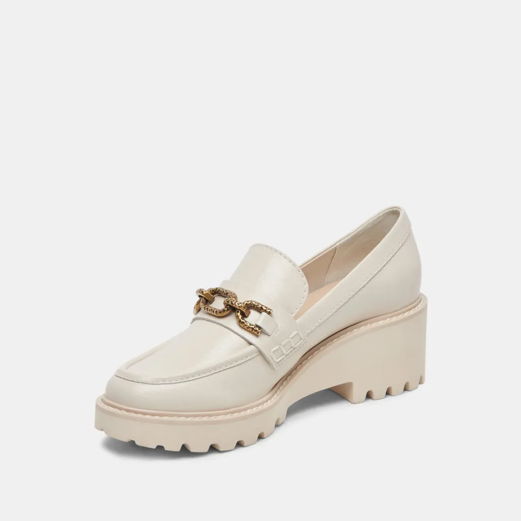 DOLCE VITA Wedges*Harlen Loafers Ivory Crinkle Patent