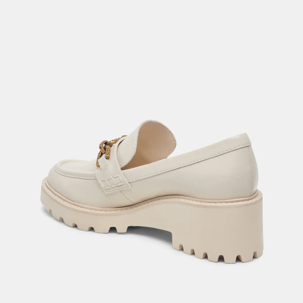 DOLCE VITA Wedges*Harlen Loafers Ivory Crinkle Patent