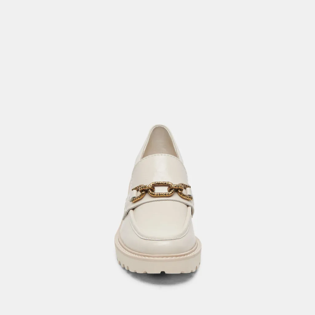 DOLCE VITA Wedges*Harlen Loafers Ivory Crinkle Patent