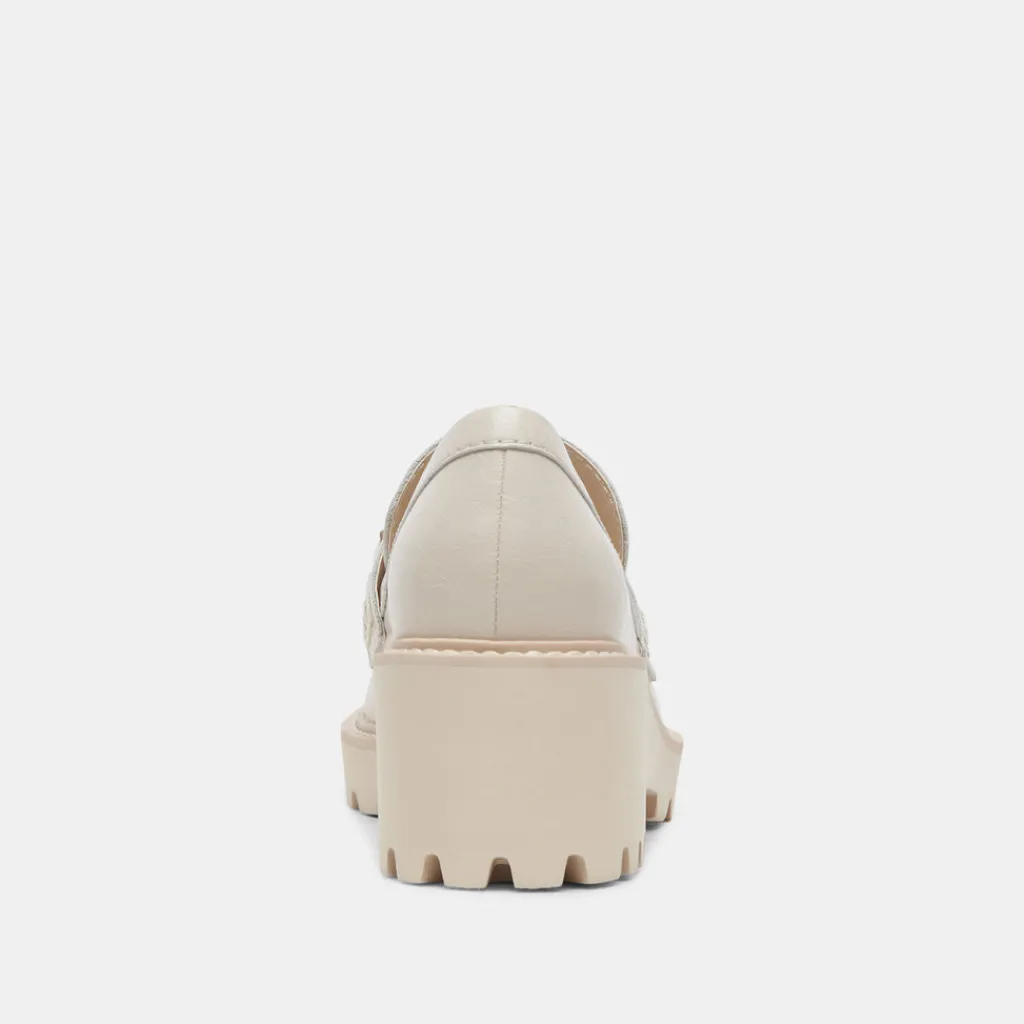 DOLCE VITA Wedges*Harlen Loafers Ivory Crinkle Patent