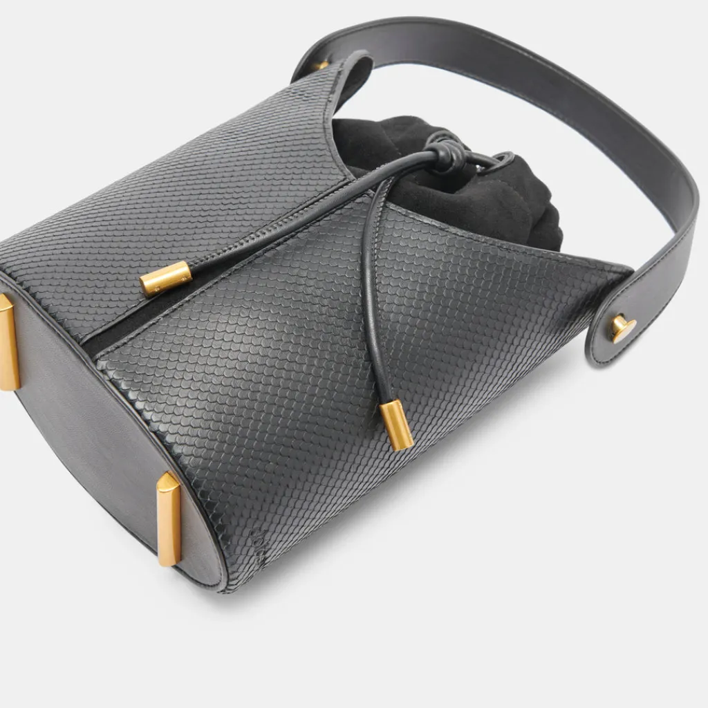 DOLCE VITA Handbags*Harriet Bucket Bag Black Snake Leather