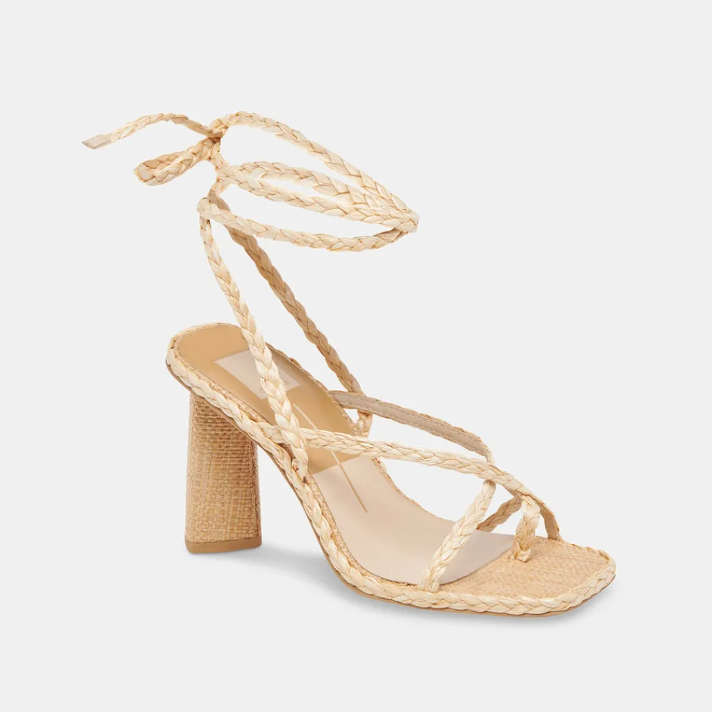 DOLCE VITA Sandals*Joelle Heels Lt Natural Raffia