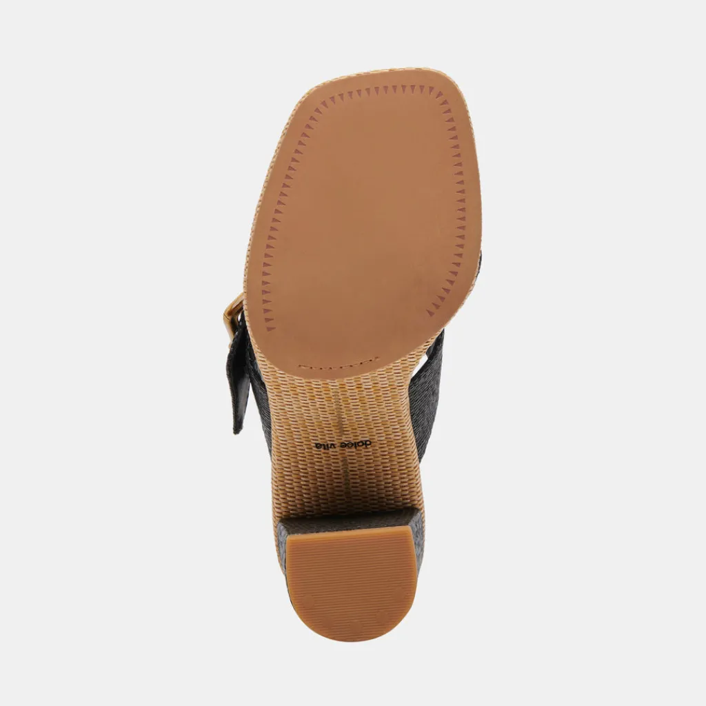 DOLCE VITA Sandals*Onnie Heels Onyx Raffia