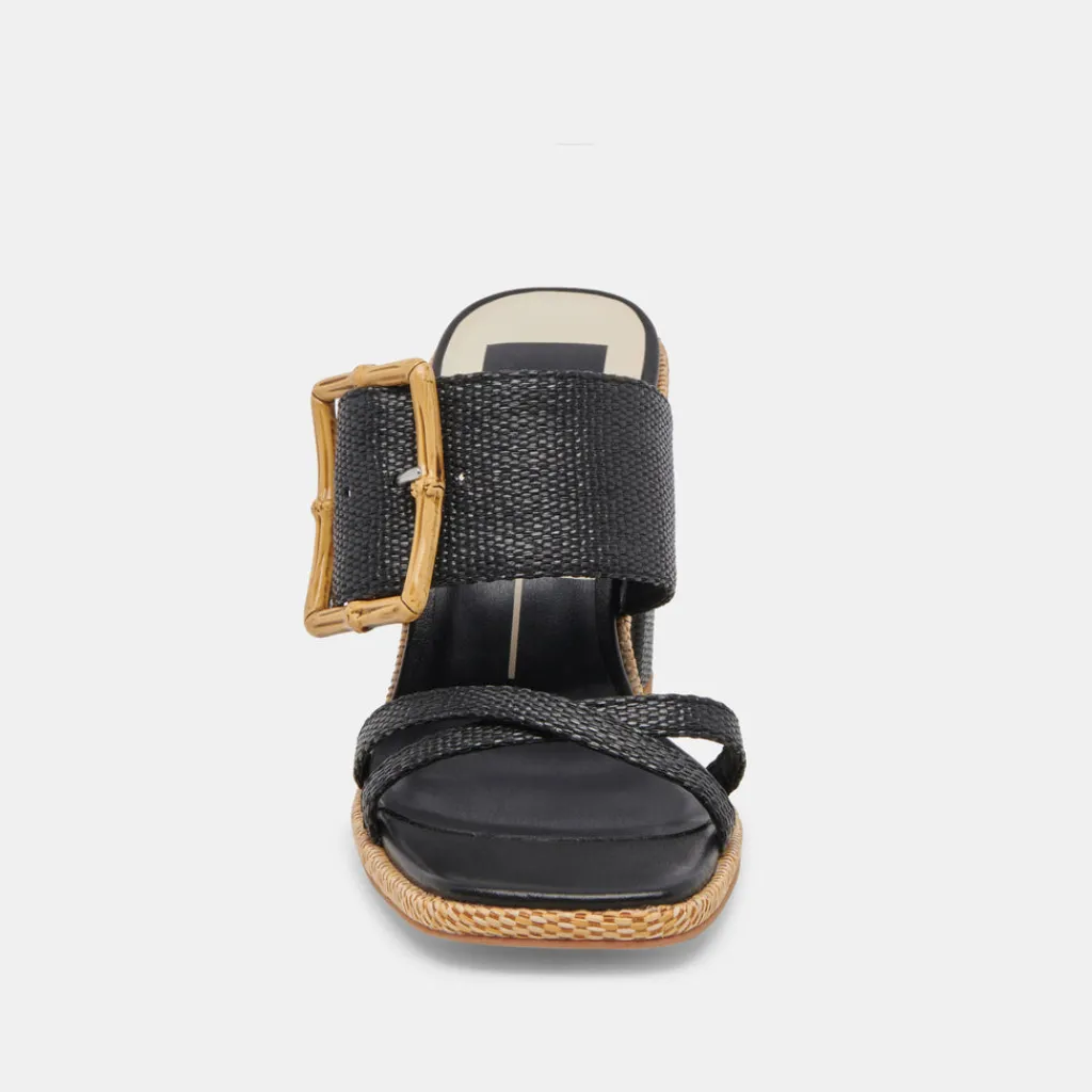 DOLCE VITA Sandals*Onnie Heels Onyx Raffia