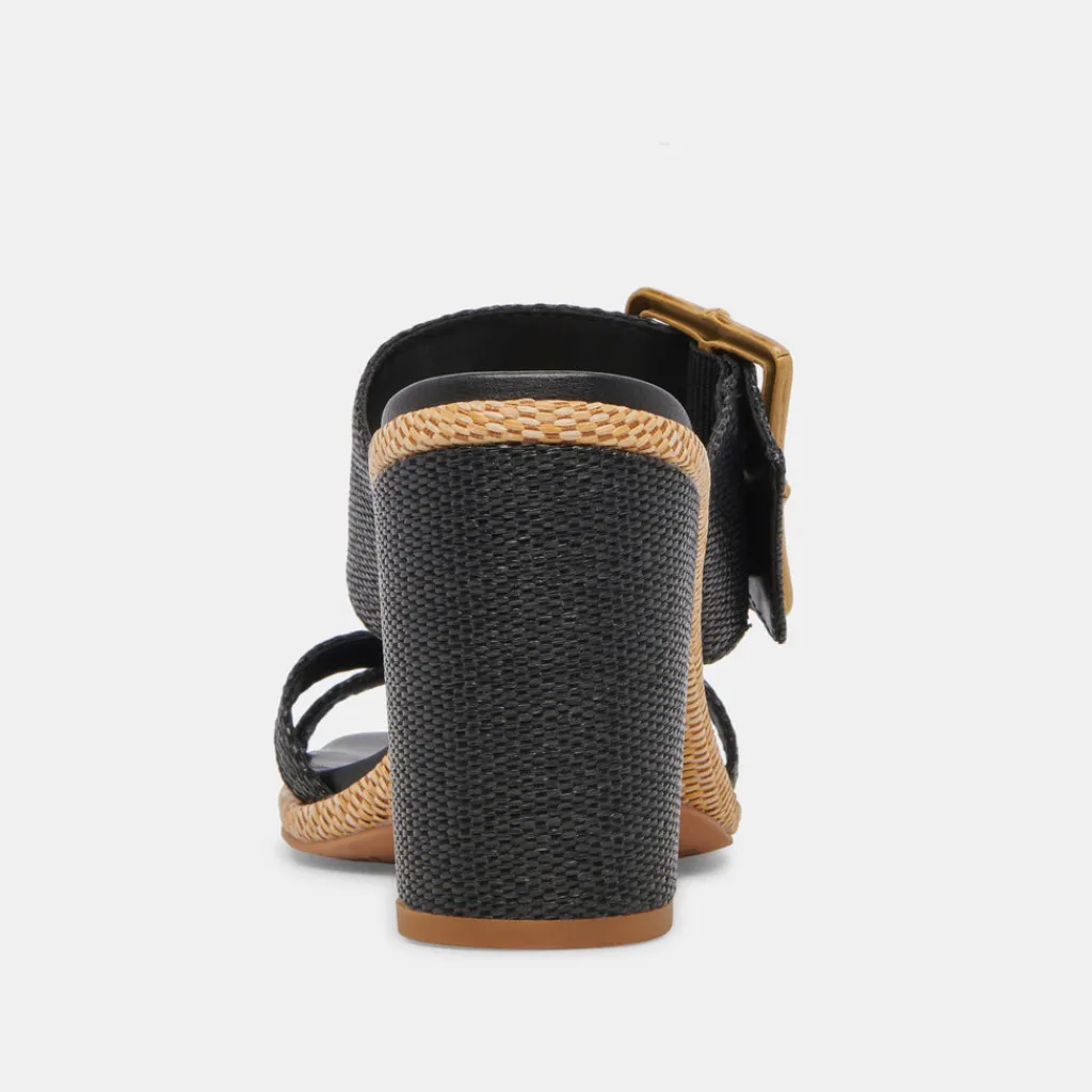 DOLCE VITA Sandals*Onnie Heels Onyx Raffia