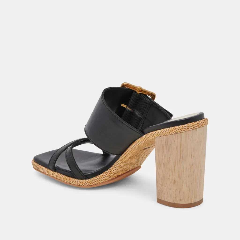 DOLCE VITA Sandals*Onnie Wide Heels Black Leather
