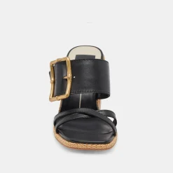DOLCE VITA Sandals*Onnie Wide Heels Black Leather