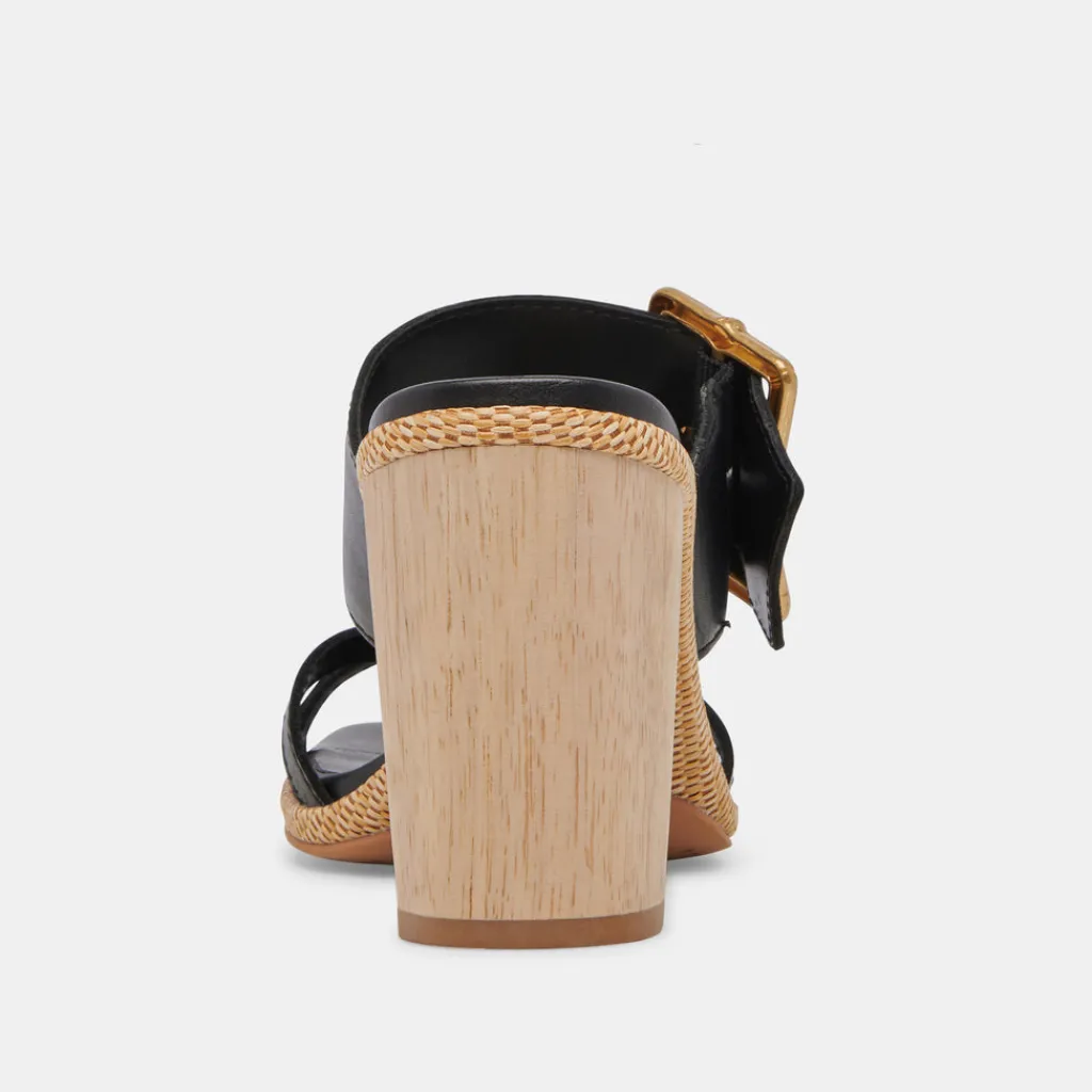 DOLCE VITA Sandals*Onnie Wide Heels Black Leather