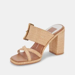 DOLCE VITA Sandals*Onnie Wide Heels Warm Natural Raffia