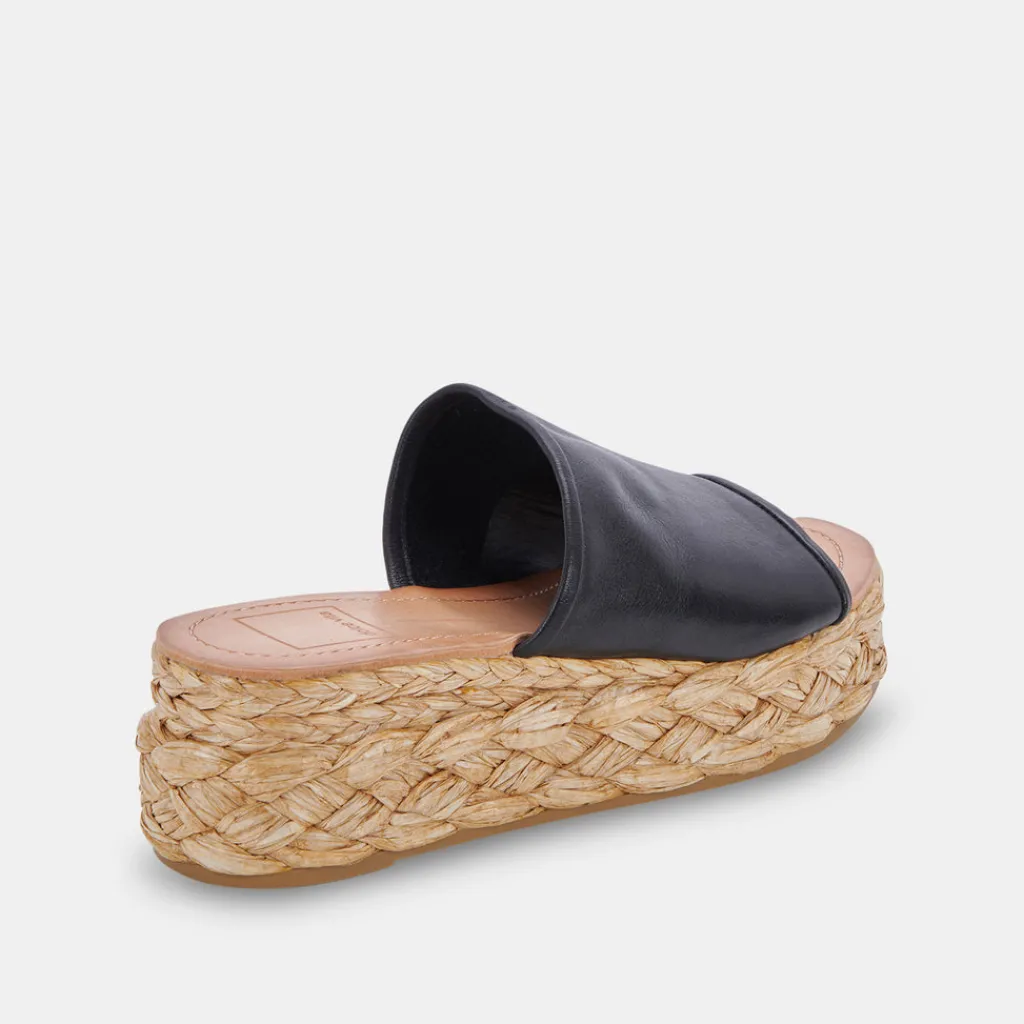 DOLCE VITA Wedges*Pablos Sandals Black Leather