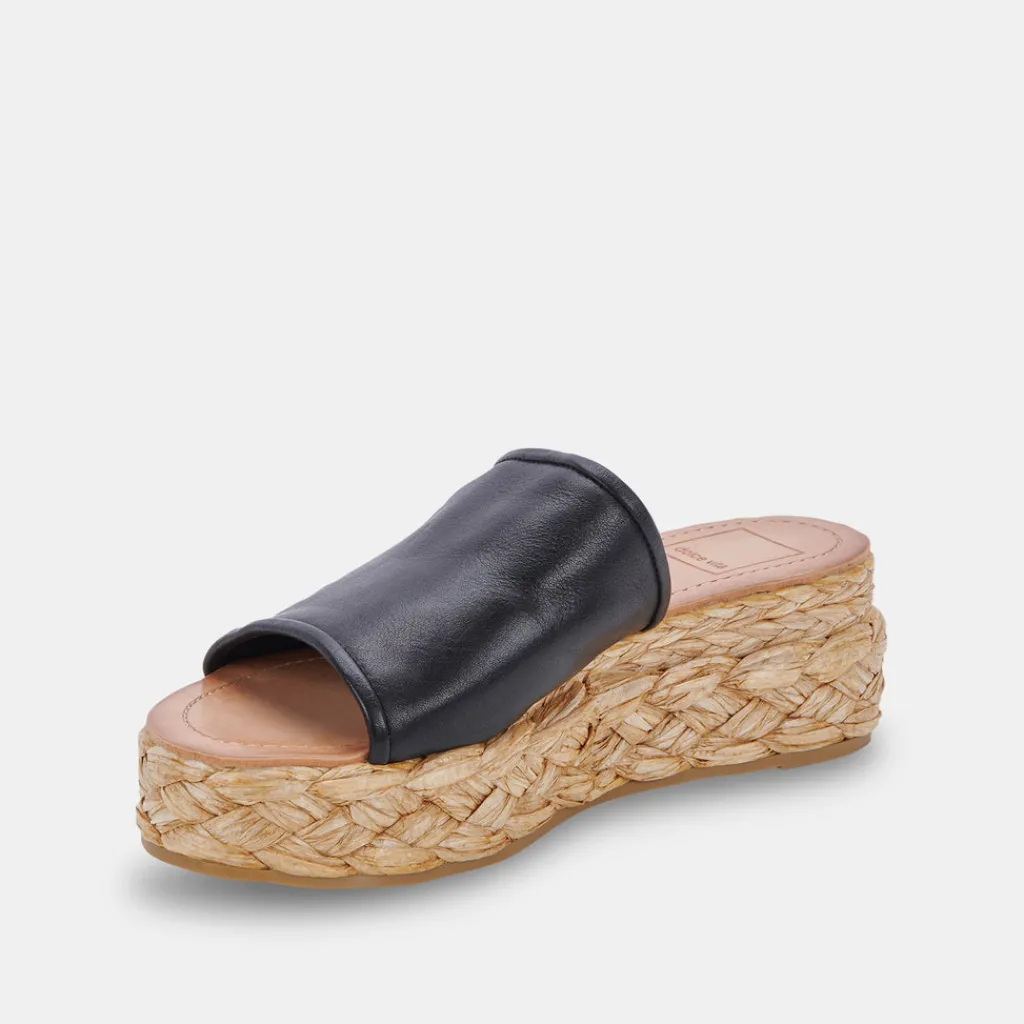 DOLCE VITA Wedges*Pablos Sandals Black Leather