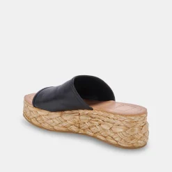 DOLCE VITA Wedges*Pablos Sandals Black Leather
