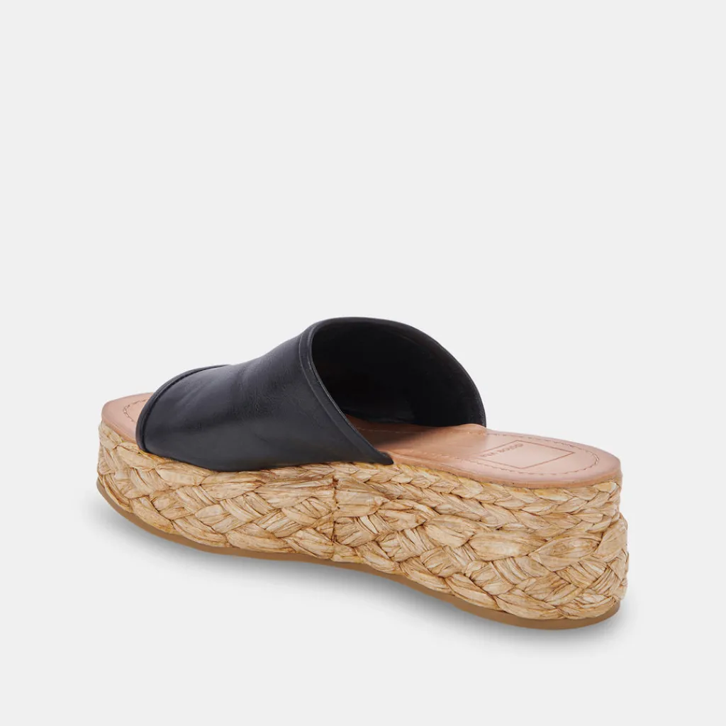 DOLCE VITA Wedges*Pablos Sandals Black Leather