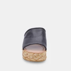 DOLCE VITA Wedges*Pablos Sandals Black Leather