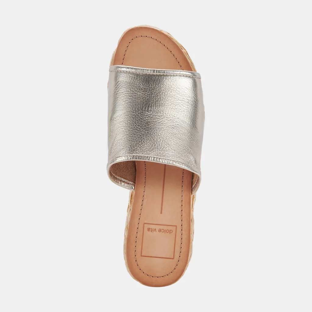 DOLCE VITA Wedges*Pablos Sandals Light Gold Metallic Leather