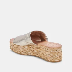 DOLCE VITA Sandals*Pablos Wide Sandals Gold Metallic Leather