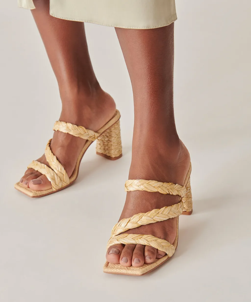 DOLCE VITA Sandals*Pang Heels Lt Natural Raffia