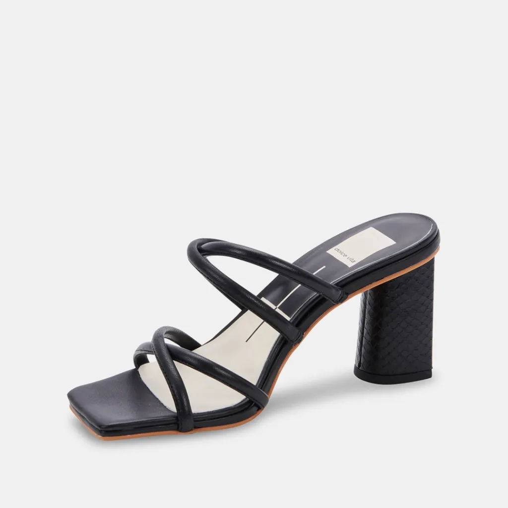 DOLCE VITA Sandals*Patsi Wide Heels Black Leather