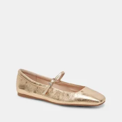 DOLCE VITA Flats & Loafers*Reyes Ballet Flats Gold Distressed Leather