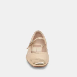 DOLCE VITA Flats & Loafers*Reyes Ballet Flats Gold Distressed Leather