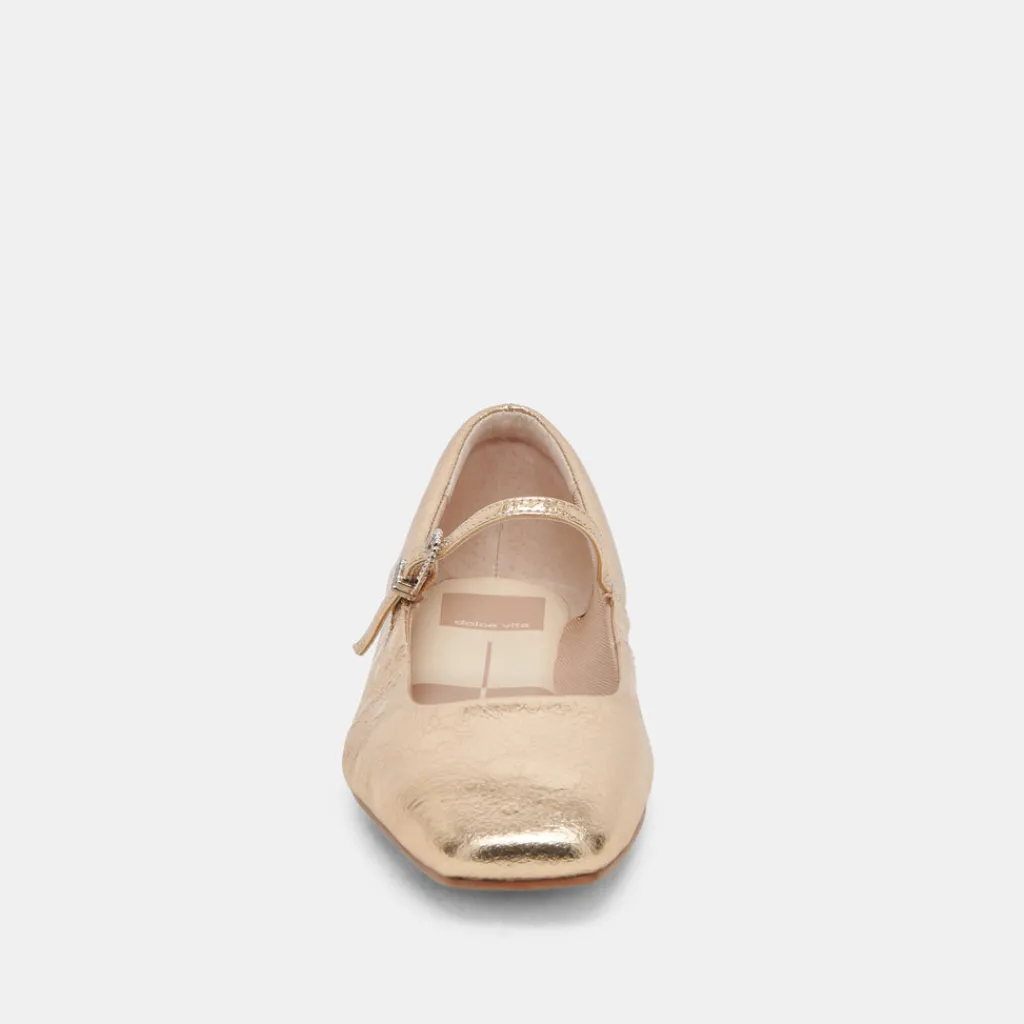 DOLCE VITA Flats & Loafers*Reyes Ballet Flats Gold Distressed Leather