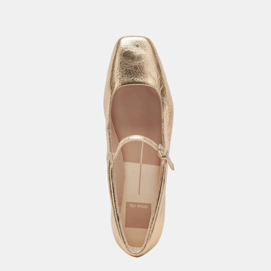 DOLCE VITA Flats & Loafers*Reyes Ballet Flats Gold Distressed Leather