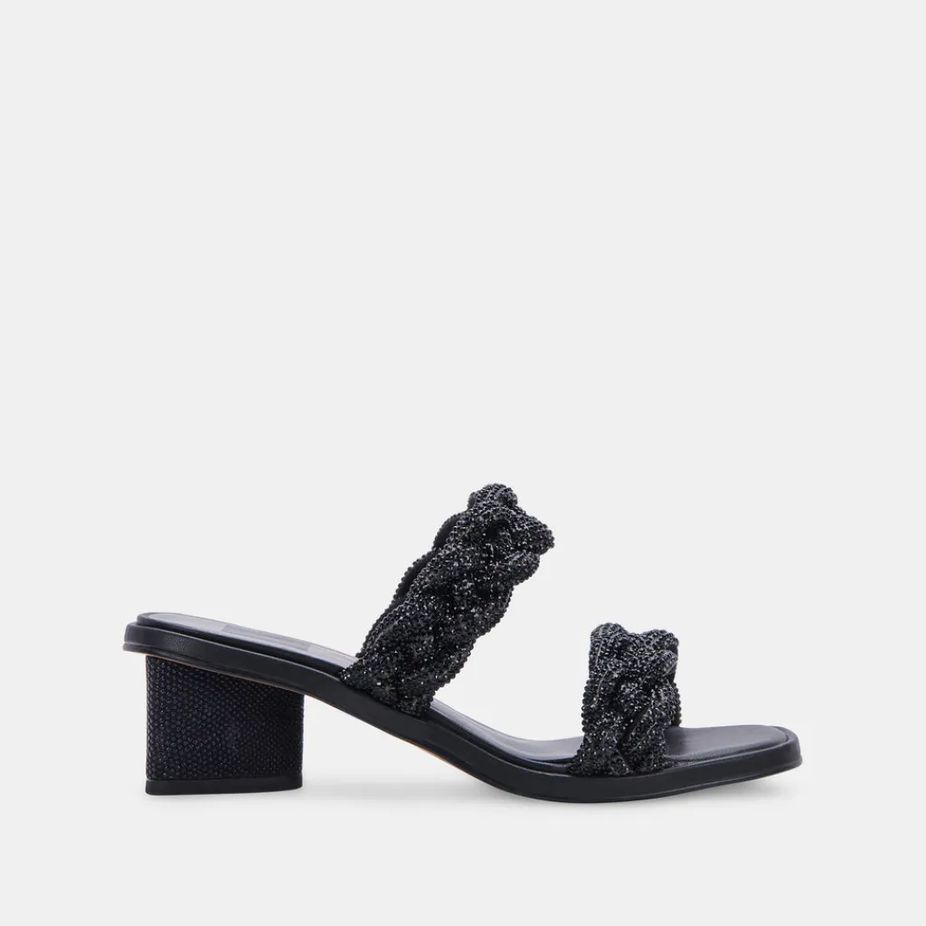 DOLCE VITA Heels*Ronin Rhinestone Sandals Black Rhinestone